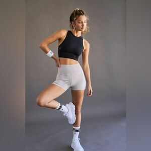 Free People Movement Good Karma High Neck Crop Tank in Washed Black size XS/S